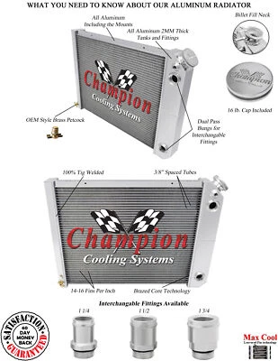 3 Row KR Champion Radiator 20",1.5,1.5-1965-1969,1977-1979 Buick Skylark LS Swap - Image 1 of 4