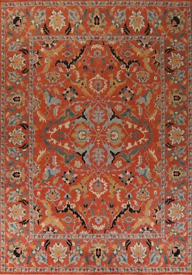 Alfombra de lana para sala de estar india anudada a mano Orange Heriz Serapi Beauty 12x15 pies Foto 1 de 4