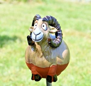 Ceramic Garden Yard Decoration Animal Mountain Goat H 8.3in Midene Handmade - Picture 1 of 13