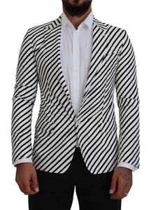 DOLCE & GABBANA Blazer White Black Striped Slim Fit Jacket IT46 / US36/ S $2000 - Picture 1 of 13