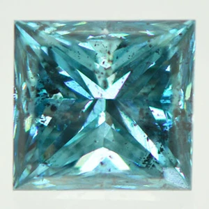 Loose Princess Cut Diamond Real Fancy Blue Color 0.90 Carat SI2 Natural Enhanced - Picture 1 of 10