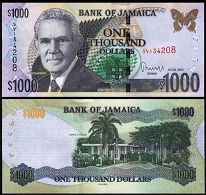 Jamaica 1000 Dollars 2021, UNC, P-86p - Picture 1 of 3