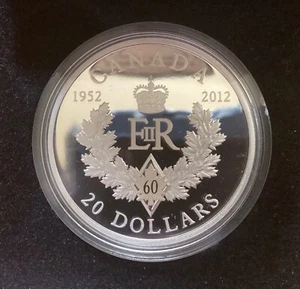 Canada 2012 Royal Cypher 20 Dollars Proof Pure Silver Coin(COA&Box) - Picture 1 of 4