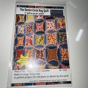 Denim Circle Rag Quilt Pattern - Quilt as you go technique - EXC - NOS - Picture 1 of 2