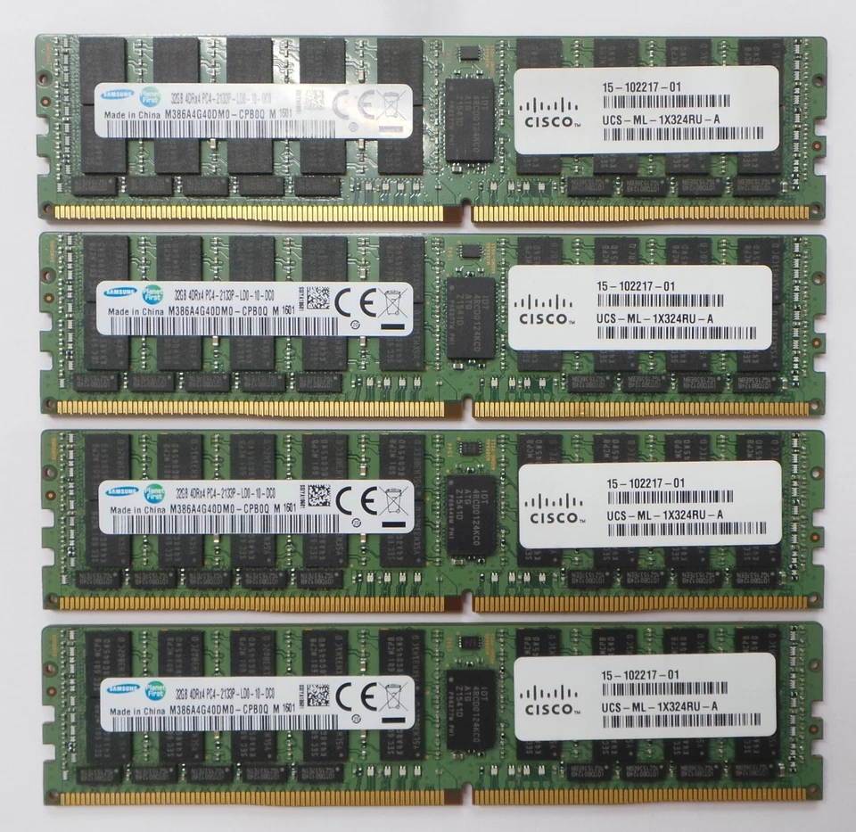 Cisco Samsung 128GB (4 X 32GB) PC4-2133P LRDIMM SERVER RAM KIT UCS-ML-1X324RU - Image 1 of 1