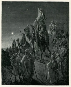 Dore Bible Print MAGI FOLLOWING THE EASTERN STAR Christmas 1890 engraving - Picture 1 of 3