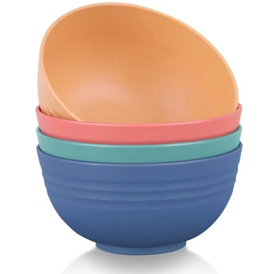 Unbreakable Cereal Bowls - 24 oz Reusable Wheat Straw Bowl Set of 4 - Dishwas... - Image 1 of 4