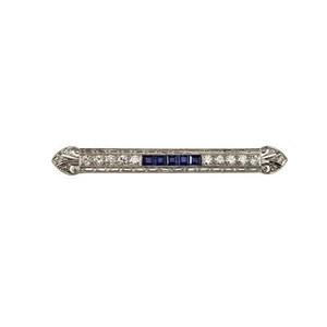 Platinum Sapphire and Diamond Filigree Brooch/Pin #21768 - Picture 1 of 7