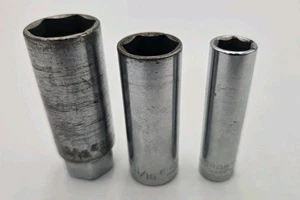 Craftsman Sockets Lot Of 3 - V Series 6 Pt 3/8" Drive Usa - Picture 1 of 7
