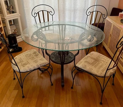 Б/у круглый стеклянный стол с 4 стульями обеденный набор - Изображение 1 из 4