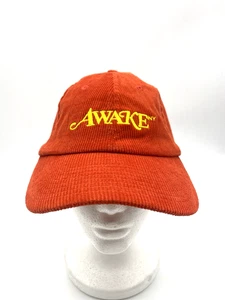 Awake New York Dad Hat Logo Cap Strapback Red Orange Cotton Corduroy Adjustable - Picture 1 of 8