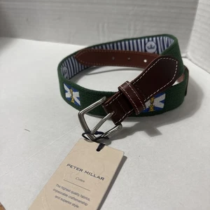 PETER MILLAR bestickter Canvas & Leder Golf Gürtel THE KINLOCH CLUB Größe XS - Bild 1 von 6