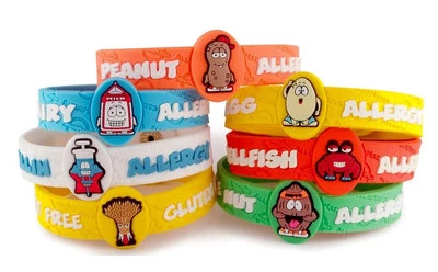 AllerMates Allergy Wristbands Alert Medical ID Silicone Bracelet Emergency Jewel - Image 1 of 2