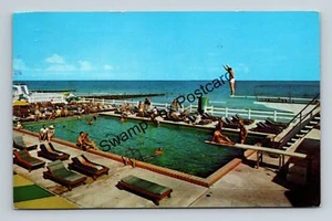 Postkarte Collins Terrasse Hotel Motel Swimming Pool 27th & Ocean Miami Florida - Bild 1 von 2