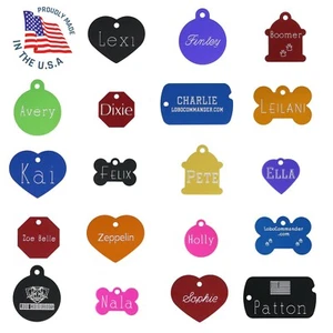 CUSTOM ENGRAVED PET ID TAG Personalized IDENTIFICATION Charm Tags for Cat or Dog - Picture 1 of 7