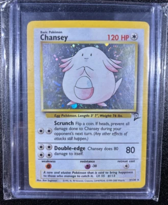 Chansey – Base Set 2 – Holo Rare – 1999 Pokémon – 3/130 – Excellent Condition - Image 1 of 2