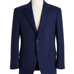Nino Fenzi Cashmere Blnd 2Btn Blazer Sz 56-58L Big Tall Navy Blue Herringbone - Picture 1 of 11