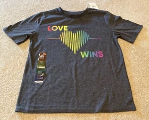 American Dream Team Network (ADNT) “Love Wins” Charcoal Grey Short Sleeve Shirt - Picture 1 of 8