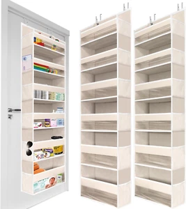 2 PC Heavy Duty over the Door Organizer 55X14X6.7, 6 Large Front & 12 Side Pocke - Picture 1 of 12