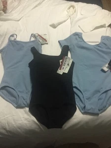 Bloch Leotard Child Size 2/4T Dance Ballet Short&long sleeve tank BABY BLUE, BLK - Picture 1 of 10