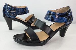 Bella Vita Ankle Blue Black Snake Print Sandals 11W | 250953 - Picture 1 of 9