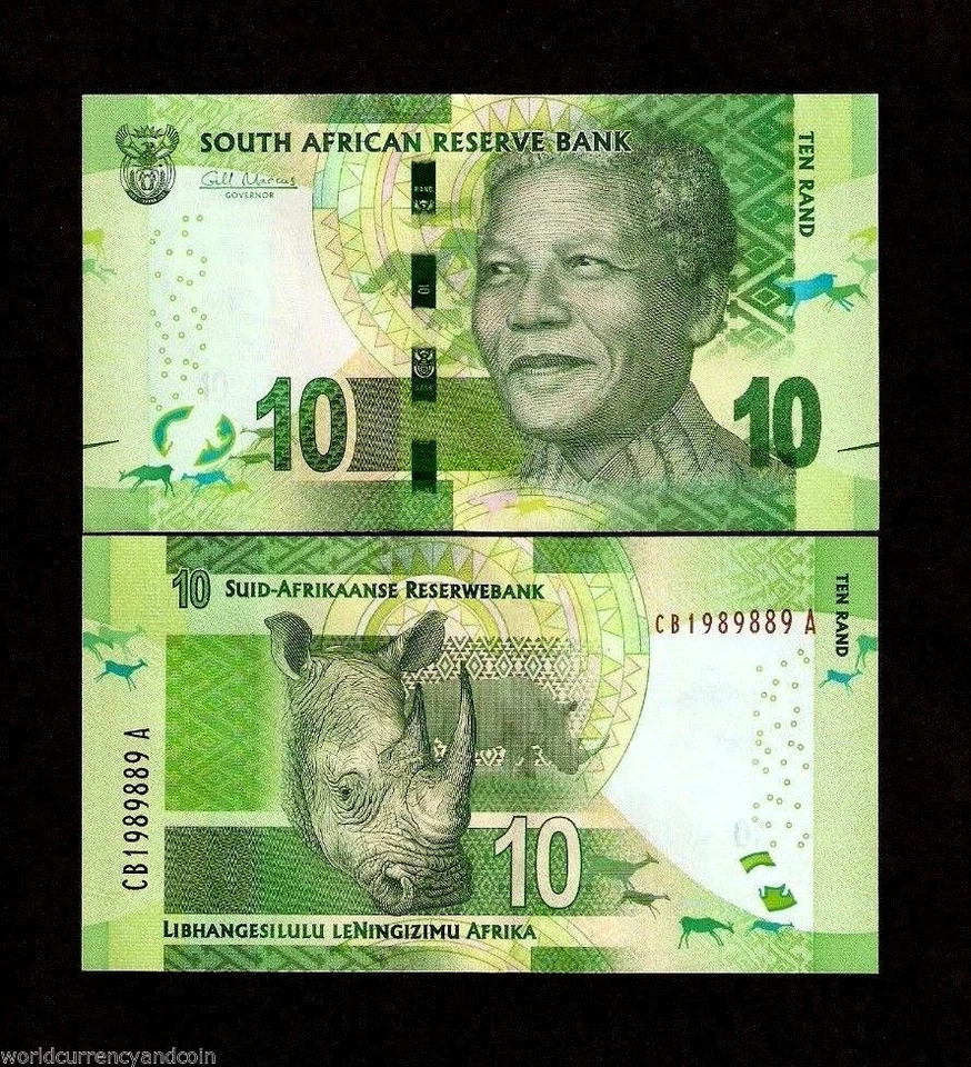 SOUTH AFRICA 10 RAND P138 2014 x 50 Pcs Lot BUNDLE NELSON MANDELA RHINO UNC NOTE - Image 1 of 2
