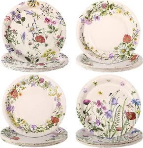 60 Pieces Floral Spring Paper Plates Bulk 9 Inch Disposable Floral Dessert Wild - Picture 1 of 3