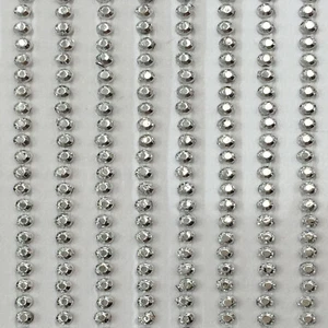 20 SILVER Strips of Craft Gems 2mm Rhinestone Diamante Stick On Adhesive 1760 - Picture 1 of 2