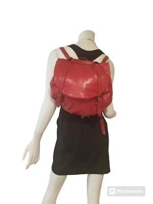 Convertible shoulders/ hand /backpack red leather by latico euc - Image 1 of 4