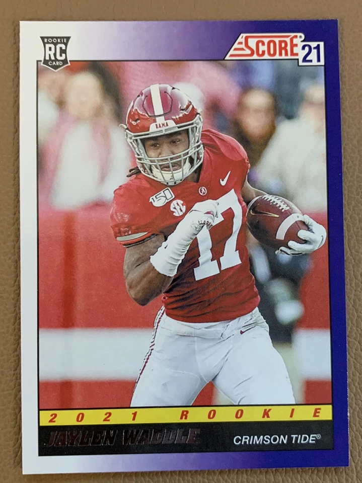 JAYLEN WADDLE ROOKIE CARD- 2021 SCORE FOOTBALL 1991 THROWBACK NO. TB7 MIAMI  - Image 1 of 2