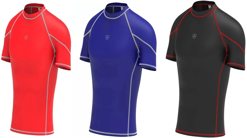 Men's Compression Base Layer Top – Half Sleeve Thermal Gym Sports Shirt - Image 1 of 1