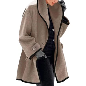 Women Baggy Trench Duffle Overcoat Coat Outwear Ladies Warm Pocket Jacket NEW - Picture 1 of 15
