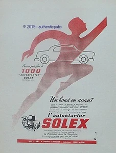 REKLAME SOLEX AUTOSTARTER VERGASER BON EN AVANT RENE RAVO VON 1959 FRANZÖSISCHE ANZEIGE - Bild 1 von 1