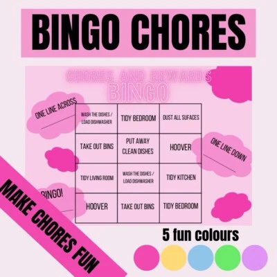 BINGO CHORES| Fun Chores for Kids| Printable Chore List Chore Games for Children - Image 1 of 4