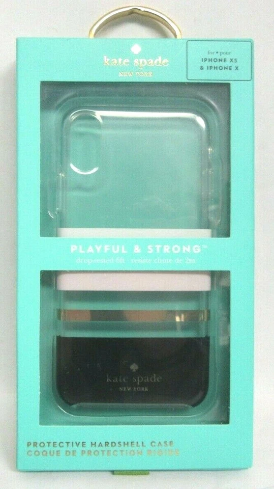 Funda rígida flexible Kate Spade NY para iPhone X / XS - Charlotte a rayas negra Foto 1 de 1