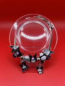 Sanrio Cartoon Anime Kuromi Black Charm Bead Bangle Bracelet - Picture 1 of 14