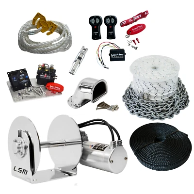 Anchor Winch GX2 Lone Star 1000W GOLD Combo 90m Rope Chain KIT up to 8m Boat - image 1 of 4