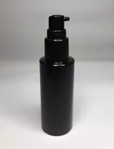 50ml PET Plastic Black Gloss Cylindrical Bottle & Black Serum Pump *ANY AMOUNT* - Picture 1 of 1