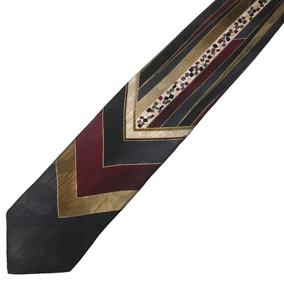 Bachrach Burgundy Gold Geometric Men's Tie Handmade in Italy 100% Silk 4 x 58 - Image 1 of 4