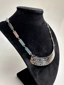 "Collar Monet de plata martillada de 17"" firmado" - Imagen 1 de 11