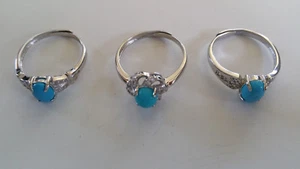 Set mit 3 Proben Sterling Silber Ringen mit Türkis und CZ - Bild 1 von 1