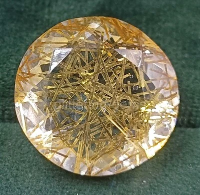 55.35 Ct Yellow Rutilated Quartz Certified Transparent Round Cut Loose Gems 5AIZ - Image 1 of 4