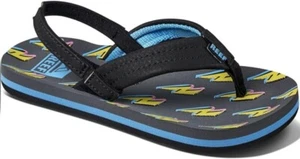 Reef Baby Boy's Little Ahi Thong Flip Flops Black Yellow Blue - Picture 1 of 56