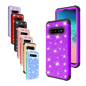 For Samsung S10 S10e S10+ Glitter Sparkle Bling 3in1 Hybrid Girls Women's Case - Picture 1 of 43