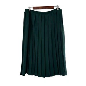 Leslie Fay Womens Petite Pleated Midi Skirt 12 Polyester Teal Green Chiffon a - Picture 1 of 8