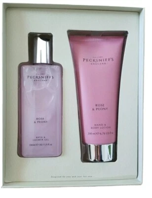 Pecksniff's Set of 2 Rose Peony, Body Lotion & Shower Gel,Gift Box ENGLAND.New  - Image 1 of 4