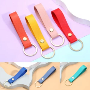 Women Men PU Leather Cord Keychain Key Strap Keyrings Bag Hanging Accessory - Picture 1 of 19