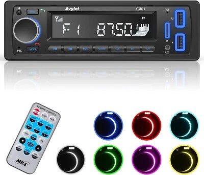 Autoradio Bluetooth Soporta Llamada Manos Libres Stereo FM AUX USB Luz 7 Colores - Imagen 1 de 4