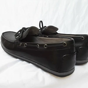 Nuevo GEOX Negro Cuero Mirvin Impermeable Barco Zapatos Conductores Mocasines Talla 46 - Imagen 1 de 8