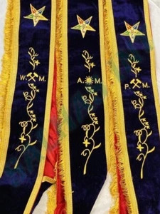 NEW Masonic OES A.M ,P.M ,W.M Sash set of 3 Associate ,Past ,Worthy Matron Sash - Picture 1 of 4
